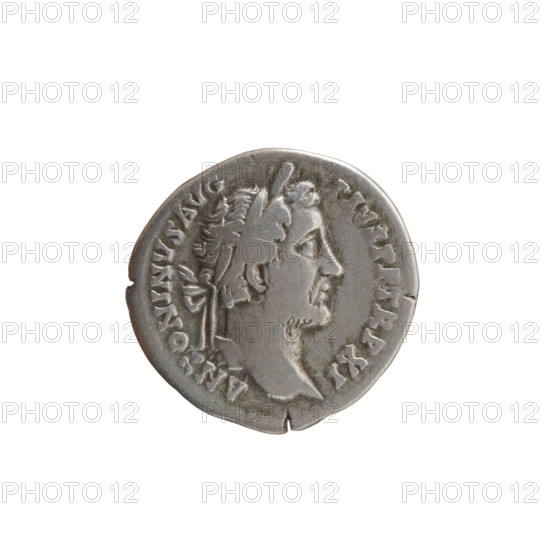 Denarius, Antoninus Pius (86–161; Roman emperor 138–161), issuer. Obverse: head of the emperor in a laurel wreath facing right, legend 'ANTONINVS AVG - PIVS PP TR P XI' around. Reverse: inscription in an oak wreath, in the middle of the oak wreath legend 'PRIMI / DECEN / COS IIII.' Date: 147–148. Culture/place: Roman Empire, Rome. Medium/function: coin. Diameter: 17.5–18.0 mm. Weight: 3.07 g. Axis: 15 degrees. Iconography: oak wreaths; head of Antoninus Pius in a laurel wreath.