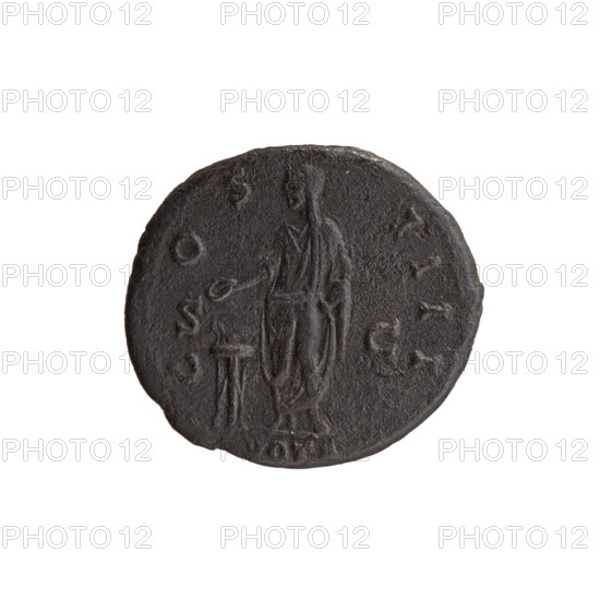 Antoninus Pius (86–161; Roman Emperor 138–161) — iconography: head of the emperor with a laurel wreath and drapery on the left shoulder; inscription around: ANTONINVS AVG PIVS PP TR P XI. Reverse: emperor in toga standing left, holding a patera above a tripod in his right hand and a scroll in his left; inscription around: C OS IIII, with VOTA in the section and SC in the fields. Date: 147–148. Roman Empire (27 BC–476), Rome. Coin; diameters 26.5 mm and 29.0 mm, weight 11.52 g, axis 0°.