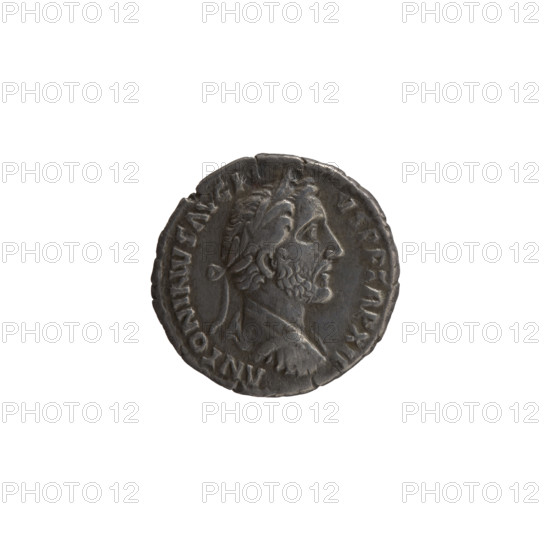 Denarius of Antoninus Pius (86–161; Roman emperor 138–161), 148–149, Rome. Obverse: Bust of Antoninus Pius in a laurel wreath and armor facing right, inscription ANTONINVS AVG PI - VS PP TR P XII. Reverse: Personification Aequitas standing left, holding scales in his outstretched right hand and a cornucopia in his left hand, inscription C - OS - II II. Coin; diameter 16.5–17.0 mm, weight 2.68 g, axis 0°.
