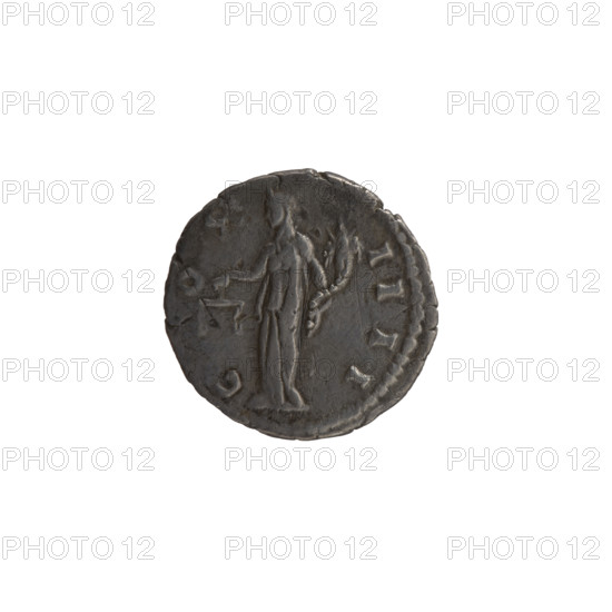 Denarius, Antoninus Pius (86–161; Roman emperor 138–161), issuer: Antoninus Pius. Obverse: Bust of Antoninus Pius in a laurel wreath and armor facing right, inscription ANTONINVS AVG PIVS PP TR P XII. Reverse: Aequitas standing left, holding scales in his outstretched right hand and a cornucopia in his left hand, inscription C•OS•IIII. Date: 148–149. Place: Rome, Roman Empire. Coin, diameter 16.5–17.0 mm, weight 2.68 g, axis 0°.