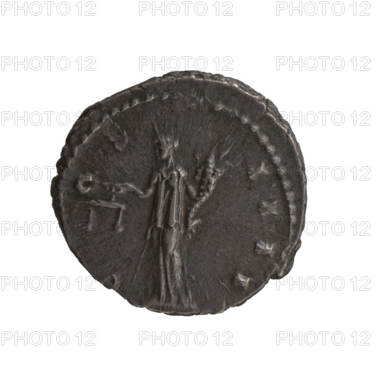 Denarius of Antoninus Pius (86–161; Roman emperor 138–161). Obverse: Head of Antoninus Pius in a laurel wreath facing right, legend ONINVS AVG PI - VS PP TR P XI. Reverse: Aequitas standing left, holding scales in his outstretched right hand and a cornucopia in his left, legend - OS - IIII. Date: 148–149. Roman Empire, Rome. Coin; diameter 17.5–18.5 mm, weight 3.31 g, axis 0°.