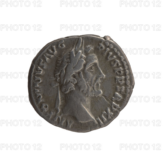 Denarius of Antoninus Pius (86–161; Roman emperor 138–161), issuer: Antoninus Pius. Obverse: Head of Antoninus Pius in a laurel wreath facing right, inscription ANTONINVS AVG - PIVS PP TR P XII. Reverse: Aequitas standing left, holding scales in his outstretched right hand and a cornucopia in his left, inscription C - OS - IIII. Dated 148–149. Roman Empire, Rome. Coin; diameter 17.0–18.0 mm; weight 2.86 g; axis 180°.