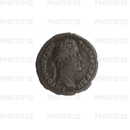 Denarius of Antoninus Pius (86–161; Roman emperor 138–161). Obverse: Head of Antoninus Pius in a laurel wreath facing right, inscription ANTONINVS AVG - PIVS PP TR P XII. Reverse: Aequitas standing left, holding scales in his outstretched right hand and a cornucopia in his left, inscription C OS - IIII. Date: 148–149. Roman Empire, Rome. Coin; diameter 16.5–17.5 mm, weight 2.83 g, axis 195°.