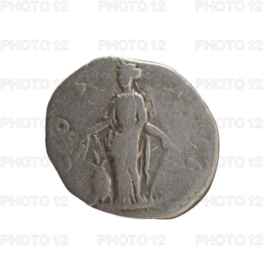 Denarius, Antoninus Pius (86–161; Roman emperor 138–161), issuer. Obverse: head of the emperor in a laurel wreath facing right, legend 'ANTONINVS AVG PIVS PP TR P XI'. Reverse: Annona (personification) standing left, holding ears of corn above a modius in her right hand and an anchor in her left, legend 'COS IIII'. Iconography: ears of corn, anchors, personifications. Date: 147–148. Provenance: Roman Empire (27 BC–476), Rome. Medium/function: coin. Dimensions: diameter 16.5 mm; weight 2.95 g; axis 195°.