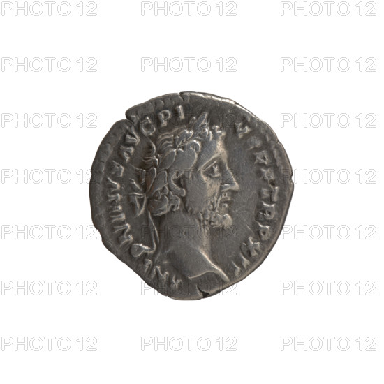 Denarius, Antoninus Pius (86–161; Roman emperor 138–161), issuer: Annona (personification). Obverse: head of Antoninus Pius in a laurel wreath facing right, inscription 'ANTONINVS AVG PI - VS PP TR P XII'. Reverse: Annona standing left, holding ears of corn above a container (modius) in her right hand and an anchor in her left hand; legend 'C - OS - IIII' around. Iconography: Annona, ears of corn, modius, anchor, head of the emperor in a laurel wreath; personifications. Date: 148–149. Culture/place: Roman Empire, Rome. Medium/format: coin (denarius). Dimensions: diameter 18.0–18.5 mm; weight 3.17 g; axis 345°.