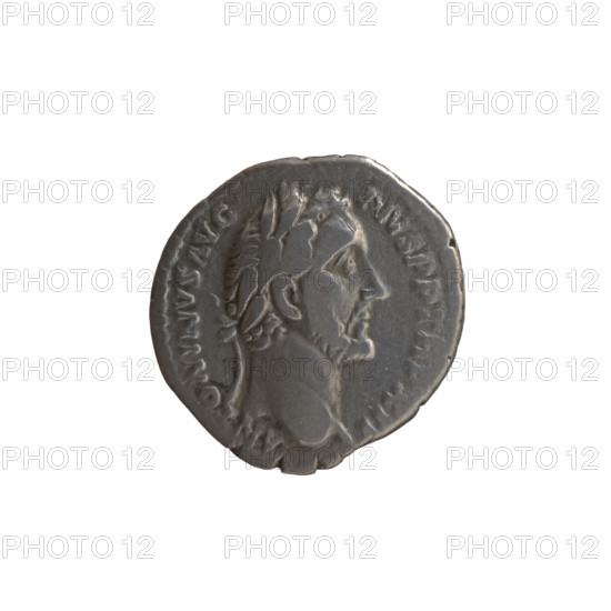 Denarius, Antoninus Pius (86–161; Roman emperor 138–161), issuer: Annona (personification). Obverse: Head of Antoninus Pius in a laurel wreath facing right, legend 'ANTONINVS AVG - PIVS PP TR P XII'. Reverse: Annona standing left, holding ears of corn above a container (modius) in her right hand, an anchor in her left hand; inscription 'C - OS - III - I' circumferential. Iconography: head of the emperor in a laurel wreath, anchors, personifications, modi, ears of corn. Date: 148–149 CE, Roman Empire (27 BC–476), Rome. Coin: silver; diameter 17.0 mm; weight 2.76 g; axis 0°.