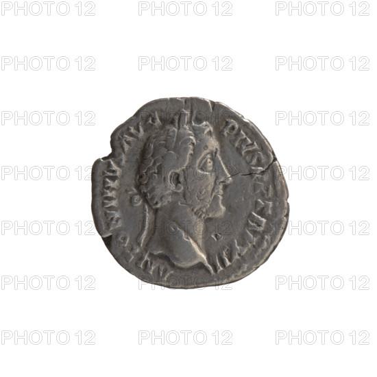 Denarius, Antoninus Pius (86–161; Roman emperor 138–161), issuer: Antoninus Pius. Obverse: head of the emperor in a laurel wreath facing right, inscription ANTONINVS AVG PIVS P TR P XII; Reverse: Annona (personification) standing left, holding ears of corn above a modius in her right hand and an anchor in her left, inscription C OS IIII; iconography: Annona, ears of corn, anchors, personifications; date: 148–149; culture: Roman Empire (27 BC–476); place: Rome; object type: coin (denarius); dimensions: diameter 16.5–18.0 mm, weight 3.09 g, axis 195°.