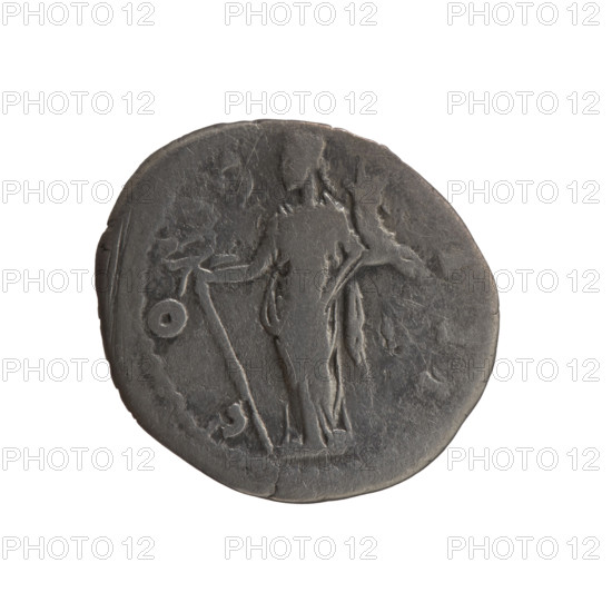 Denarius, Antoninus Pius (86–161; Roman emperor 138–161), issuer; obverse: head of Antoninus Pius in a laurel wreath facing right, inscription 'ANTONINVS AVG - PIVS PP TR P XII'; reverse: Felicitas standing left, holding a long caduceus in his right hand and a cornucopia in his left, inscriptions 'C O - S -' and 'I II'; iconography includes personifications, cornucopias, caduceuses, Felicitas; date 148–149; Roman Empire (27 BC–476); Rome; coin; diameter 18.0–18.5 mm; weight 2.70 g; axis 165 degrees.