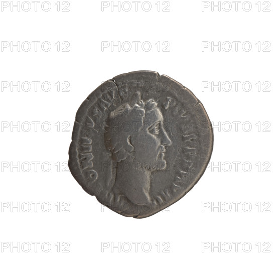Denarius of Antoninus Pius (r. 138–161). Obverse: Head of Antoninus Pius in a laurel wreath facing right, inscription ANTONINVS AVG PIVS PP TR P XII. Reverse: Felicitas standing left, holding a long caduceus in right hand and a cornucopia in left, inscription C O S. Date: 148–149. Roman Empire, Rome. Coin; diameter 17.5 mm; weight 3.00 g; axis 180°.
