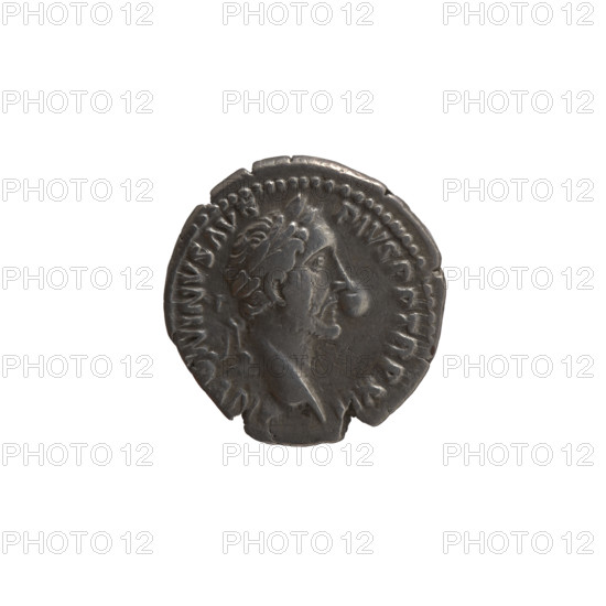 Denarius of Antoninus Pius (86–161; Roman emperor 138–161), issuer: Antoninus Pius; obverse: head of Antoninus Pius in laurel wreath facing right, inscription 'ANTONINVS AVG - PIVS PP TR PX', mintmark I all around; reverse: Fortuna standing left, holding a rudder in her right hand and a horn of plenty in her left, inscription 'C - OS - IIII' all around; date 148–149; Roman Empire, Rome; coin; diameter 17.0–18.0 mm; weight 3.67 g; axis 180°.