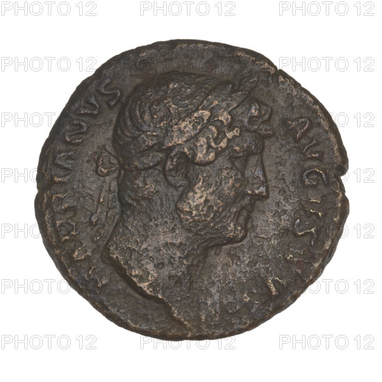 Hadrian (76–138; Roman emperor 117–138). Obverse: Bust of Hadrian with laurel wreath facing right; rim inscription HADRIANVS AVGVSTVS. Reverse: A galley sailing left with rowers; rim inscription COS III; control mark SC. Coin, 119–138, Rome, Roman Empire (27 BC–476). Weight 11.13 g.