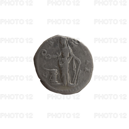 Denarius, Antoninus Pius (86–161; Roman emperor 138–161). Obverse: head of Antoninus Pius in a laurel wreath facing right, legend 'ANTONINVS AVG PIVS PP TR P XII'. Reverse: Salus standing left, holding a patera above an altar around which a snake coils, and holding a rudder in her left hand; control marks 'C OS' and 'III' around. Iconography: altars, personifications, Salus, snakes, rudders. Date: 148–149 CE. Roman Empire, Rome. Coin; diameters 17.0–17.5 mm, weight 3.00 g, axis 180°.