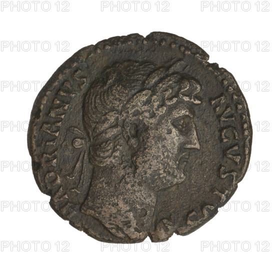 Hadrian (76–138; Roman emperor 117–138). Coin, 119–138, Rome, Roman Empire (27 BC–476), weight 9.35 g. Obverse: Bust of Hadrian with laurel wreath facing right; rim inscription: HADRIANVS AVGVSTVS. Reverse: A galley sailing left with people rowing; rim inscription: COS; bottom: SC.
