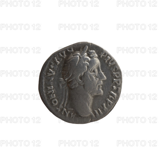 Denarius of Antoninus Pius (86–161; Roman emperor 138–161), c. 148–149. Obverse: head of Antoninus Pius in a laurel wreath facing right, legend ANTONINV·AVG·PIVS·PP·TR·P·XII. Reverse: Salus standing left, holding a patera above an altar around which a snake coils, and a rudder resting on a globe in her left hand; legend C·OS·IIII. Roman Empire, Rome. Coin; diameter ca. 17–18 mm, weight 2.90 g, axis 165°.