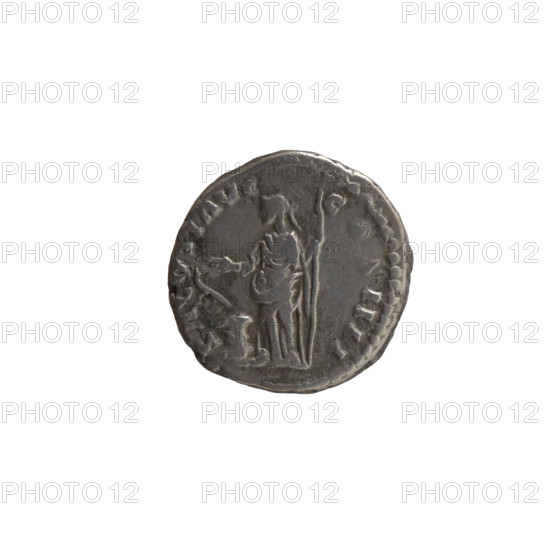 Denarius, Antoninus Pius (86–161; Roman emperor 138–161) — issuer: Antoninus Pius; subject/iconography: personifications, snakes, paterae, Salus (personification), altars, head of the emperor in a laurel wreath. Obverse: Head of Antoninus Pius in a laurel wreath facing right, inscription ANTONINV, AVG PIVS PP TRP XXIII all around. Reverse: Salus standing left, in his outstretched right hand holding a patera above the altar around which a snake coils; in his left hand a long scepter, inscription SALVTI AVG COS IIII all around. Date: 159–160. Culture: Roman Empire (27 BC–476). Place: Rome. Object type: coin (denarius). Measurements: diameter 17.5–18.0 mm, weight 3.15 g, axis 180°.