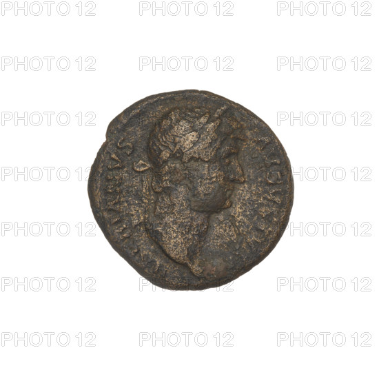 quarter, Hadrian (76–138; Roman emperor 117–138); obverse: bust of Hadrian right in a laurel wreath; rim inscription HADRIANVS AVGVSTVS; reverse: three standards with an eagle atop the central one; rim inscription COS III; in the field: SC; date 119–138; Rome, Roman Empire (27 BC–476); coin; weight 3.47 g