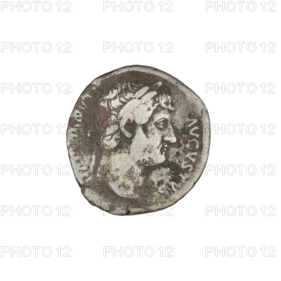 Denarius, Hadrian (76–138; Roman emperor 117–138). Obverse: head of Hadrian in laurel wreath facing right; rim inscription HADRIANVS AVGVSTVS. Reverse: Abundantia seated left, wearing a long robe, holding a hooked staff in her right outstretched hand and a cornucopia in her left, modius standing in front of her; rim inscription COS III; in the field a dot/globe. Date: 125–128. Place: Rome, Roman Empire. Material: coin. Weight: 3.15 g.