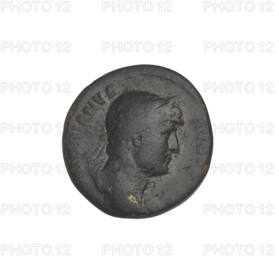 Quarter (coin) of Hadrian (76–138; Roman emperor 117–138); Obverse: bust of Hadrian right, wearing laurel wreath; rim inscription: HADRIANVS AVGVSTVS. Reverse: lyre facing forward; rim inscription: COS III; in field: SC. Dating: 119–138 CE, Rome, Roman Empire (27 BCE–476 CE). Weight: 4.40 g.