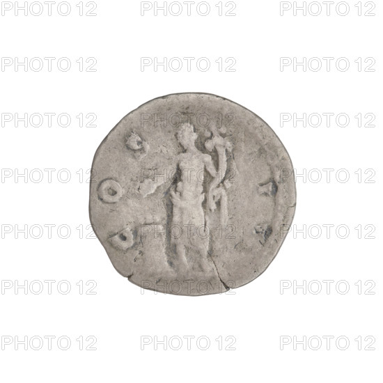 Denarius, Hadrian (76–138; Roman emperor 117–138). Obverse: head of Hadrian in laurel wreath facing right; rim inscription HADRIANVSAVGVSTVS. Reverse: Genius standing left, dressed in waist-length robe, holding a patera over an altar in his right hand and a cornucopia in his left; rim inscription COS III. Date: 125–128. Rome, Roman Empire (27 BC–476). Silver coin; weight 2.62 g.