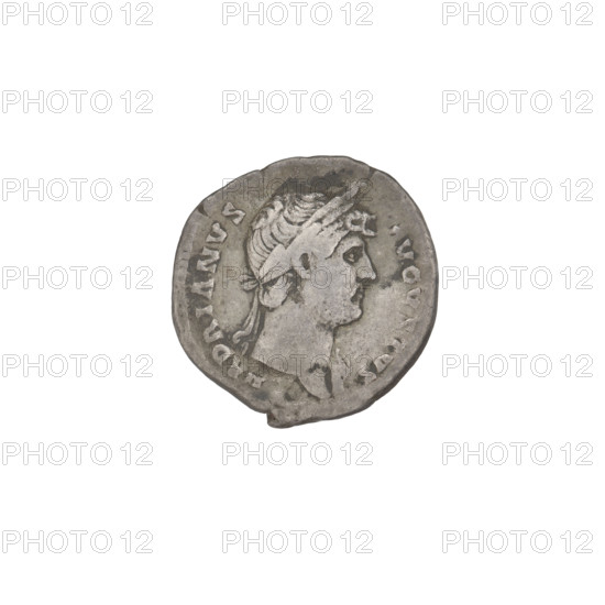 Denarius of Hadrian (76–138; Roman emperor 117–138). Obverse: head of Hadrian in a laurel wreath facing right; rim inscription HADRIANVSAVGVSTVS. Reverse: Libertas standing left, wearing a long robe, holding a pileus in her right hand and a long sceptre in her left; rim inscription COS III. Date: 125–128. Rome, Roman Empire (27 BC–476). Coin; weight 3.06 g.