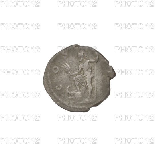 Denarius, Hadrian (76–138; Roman emperor 117–138). Obverse: head of Hadrian in laurel wreath facing right; rim inscription HADRIANVS AVGVSTVS. Reverse: Neptune standing left, naked except for a robe thrown over the right thigh, right leg placed on the prow of a ship, holding an acrostolium in his right hand and a trident in his left; rim inscription COS III. 125–128 CE, Rome, Roman Empire (27 BC–476). Coin; weight 2.87 g.