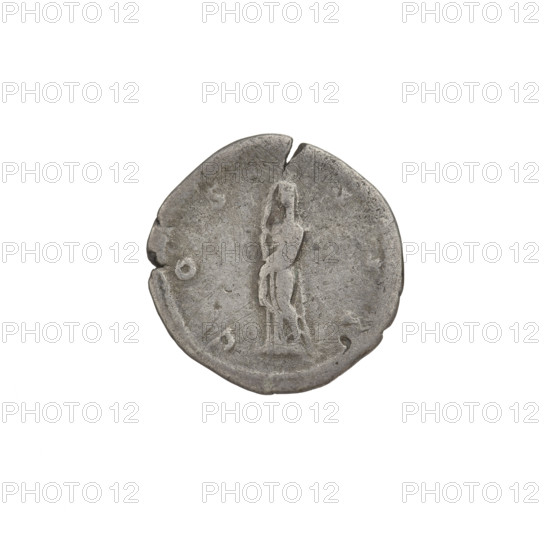 Denarius, Hadrian (76–138; Roman emperor 117–138). Obverse: head of Hadrian with laurel wreath facing right; rim inscription HADRIANVS AVGVSTVS. Reverse: Pudicitia (personification) standing left, wearing a long dress and veil, holding the veil with her right hand, left arm along the body; rim inscription COS. Date: 125–128 CE, Rome, Roman Empire (27 BC–476). Coin, weight 2.88 g.