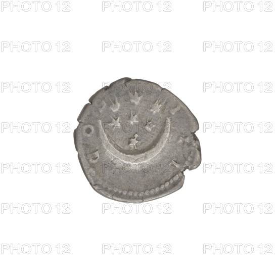 Denarius, Hadrian (76–138; Roman emperor 117–138). Obverse: head of Hadrian in laurel wreath facing right; rim inscription HADRIANVSAVGVSTVS. Reverse: crescent with seven stars within and before it; rim inscription COSIII. 125–128, Rome, Roman Empire (27 BC–476). Coin; weight 2.85 g.