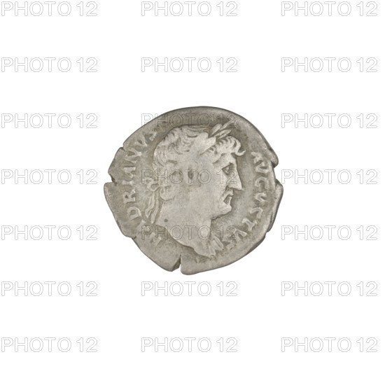 Denarius, Hadrian (76–138; Roman emperor 117–138). Obverse: head of Hadrian in laurel wreath facing right; rim inscription HADRIANVS AVGVSTVS. Reverse: crescent with seven stars within and before it; rim inscription COSIII. Circa 125–128, Rome, Roman Empire (27 BC–476). Coin; weight 2.85 g.