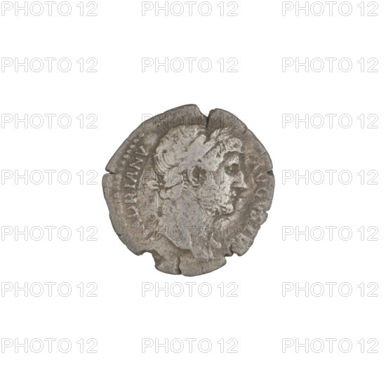 Denarius, Hadrian (76–138; Roman emperor 117–138). Obverse: head of Hadrian in laurel wreath facing right; rim inscription: HADRIANVS AVGVSTVS. Reverse: crescent with a star, globe behind the moon; rim inscription: COS III. Date: 125–128. Place: Rome, Roman Empire (27 BC–476). Coin, weight 2.75 g.