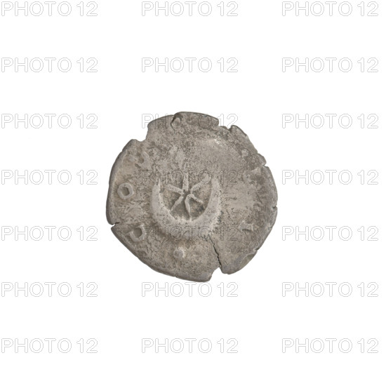 Denarius of Hadrian (76–138; Roman emperor 117–138). Obverse: head of Hadrian in laurel wreath facing right; rim inscription HADRIANVS AVGVSTVS. Reverse: crescent with a star, globe behind the moon; rim inscription COS III. Date: 125–128. Place: Rome, Roman Empire (27 BC–476). Coin; weight 2.75 g.