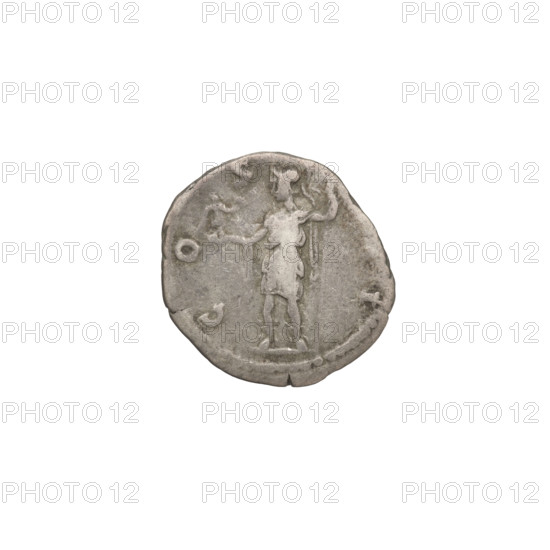 Denarius, Hadrian (76–138; Roman emperor 117–138). Obverse: head of Hadrian in laurel wreath facing right; rim inscription 'HADRIANVS AVGVSTVS.' Reverse: Roma standing left, wearing a short robe and helmet, holding a figure of Victoria in her right hand and a spear in her left; rim inscription 'COS I.' Date: 125–128. Rome, Roman Empire (27 BC–476). Coin; weight 3.35 g.