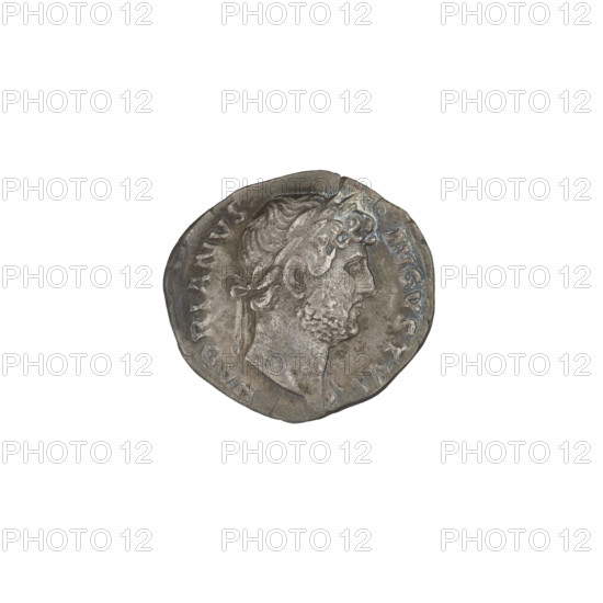 Denarius of Hadrian (r. 117–138). Obverse: laureate head of Hadrian facing right; rim inscription HADRIANVSAVGVSTVS. Reverse: Spes walking left, holding a flower in her raised right hand and lifting her robe with her left hand; rim inscription COSIII. Circa 125–128 CE. Roman Empire. Silver coin, weight 2.90 g.