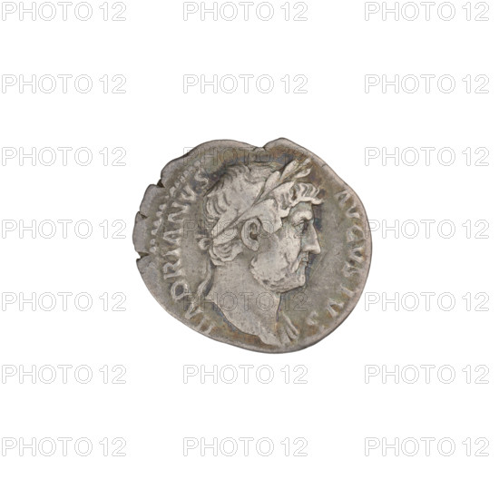 Denarius, Hadrian (76–138; Roman emperor 117–138). Obverse: head of Hadrian in laurel wreath facing right; rim inscription HADRIANVS AVGVSTVS. Reverse: winged Victoria standing right, wearing a robe only to the waist, right hand on her head, left hand holding a large palm leaf; rim inscription COS III. Date: 125–128 CE, Rome, Roman Empire. Coin; weight 3.05 g.