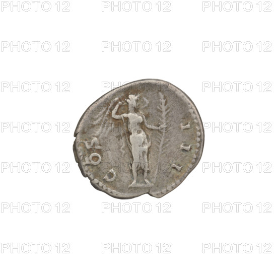 Denarius, Hadrian (76–138; Roman emperor 117–138). Obverse: head of Hadrian in laurel wreath facing right; rim inscription HADRIANVS AVGVSTVS. Reverse: Victoria with wings standing right, wearing a robe only reaching to the waist, her right hand on her head, holding a large palm leaf in her left; rim inscription COS III. 125–128 CE, Rome. Coin; weight 3.05 g.