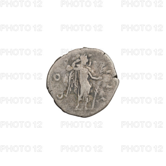 Denarius of Hadrian (76–138; Roman emperor 117–138). Obverse: head of Hadrian in laurel wreath facing right; rim inscription HADRIANVS AVGVSTVS. Reverse: Victoria with wings standing right, wearing a robe only to the waist, right hand on her head, left hand holding a large palm leaf; rim inscription COS III. Date: 125–128 CE, Rome, Roman Empire. Coin; weight 2.80 g.