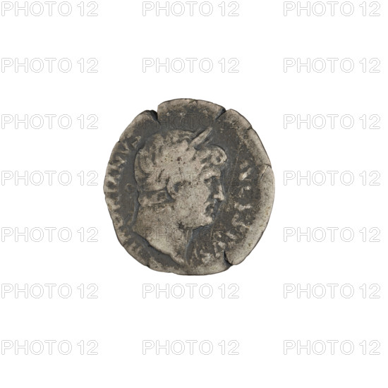 Denarius of Hadrian (76–138; Roman emperor 117–138). Obverse: head of Hadrian in laurel wreath facing right; rim inscription: HADRIANVSAVGVSTVS. Reverse: Victoria with wings standing right, wearing a robe reaching only to the waist, right hand on her head, left hand holding a large palm leaf; rim inscription: COS III. Date: 125–128. Rome, Roman Empire. Coin; weight 3.00 g.