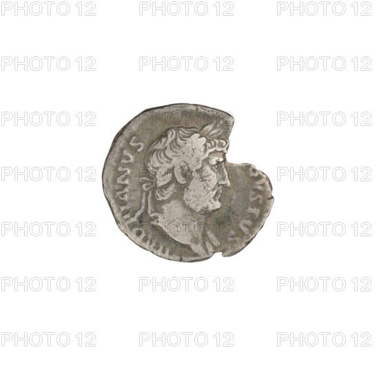 Denarius, Hadrian (76–138; Roman emperor 117–138). Obverse: head of Hadrian in laurel wreath facing right; rim inscription: HADRIANVS AVGVSTVS. Reverse: Victoria with wings standing right, dressed in a robe only reaching to the waist, holding her right hand on her head and a large palm leaf in her left hand; rim inscription: COS II. Date: 125–128. Rome, Roman Empire (27 BC–476). Coin; weight 2.50 g.