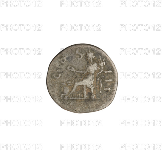 Denarius, Hadrian (76–138; Roman emperor 117–138). Obverse: head of Hadrian in laurel wreath facing right; rim inscription: HADR AVG. Reverse: Abundantia seated left wearing a long robe, holding a hook in her right hand and a cornucopia in her left; in front of her a modius with ears of grain; rim inscription: COS III. Date: 128–132. Rome, Roman Empire (27 BC–476). Coin; weight 3.13 g.