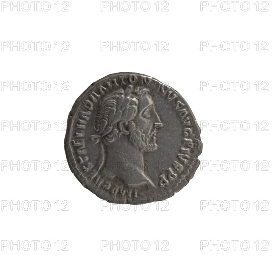 Denarius of Antoninus Pius (86–161; Roman emperor 138–161). Obverse: head of the emperor in a laurel wreath facing right, inscription IMP CAES T AEL HADR ANTON NVS AVG PIVS PP. Reverse: Annona stands left, holds ears of corn in her right hand, rests her left on a container (modius) standing on a ship; inscription R POT XV - COS IIII. Date: 151–152. Roman Empire (27 BC–476). Coin. Diameter 18.0–19.0 mm, weight 3.45 g, axis 180°.