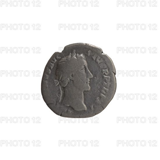 Denarius of Antoninus Pius (86–161; Roman emperor 138–161), 151–152. Obverse: Head of Antoninus Pius in a laurel wreath facing right, inscription ANTONINVS AVG PIVS P P — R P XV. Reverse: Annona (personification) stands left, holds ears of corn in her right hand, rests her left on a modius (grain-measure) standing on a ship, numeral IIII. Iconography includes Annona, ears of corn, ship. Roman Empire, Rome. Coin; diameter 17.5–18.0 mm, weight 2.70 g, axis 180°.
