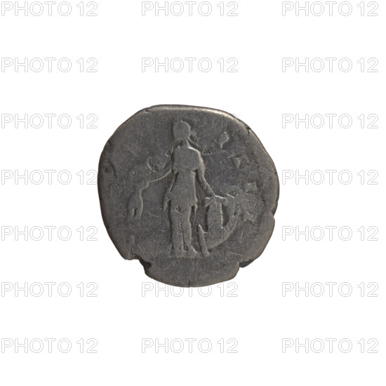 Denarius, Antoninus Pius (86–161; Roman emperor 138–161), issuer: Antoninus Pius. Obverse: Head of Antoninus Pius in a laurel wreath facing right, legend 'AN NVS AVG - PIV, PP, RP XV'. Reverse: Annona (personification) stands left, holds ears of corn in her right hand, rests her left on a container (modius) standing on a ship, with 'IIII' around. Subject: Annona, ears of corn, ships, personifications. Date: 151–152. Culture/place: Roman Empire, Rome. Medium/function: Coin (denarius). Dimensions: diameter 17.5–18.0 mm; weight 2.70 g; axis 180 degrees.