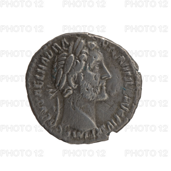 Denarius of Antoninus Pius (reigned 138–161 CE). Obverse: head of Antoninus Pius laureate, facing right; inscription IMP CAES T AEL HADR A - NT, NINV, AVG PIVS PP. Reverse: Pax standing left, holding a branch in her right hand and a long scepter in her left; inscription TR POT XV - C, S IIII. Iconography: Pax personification, branches, scepters. Roman Empire, Rome, dated 151–152. Coin: silver denarius; diameter 16.0–16.5 mm; weight 2.76 g; axis 180°.