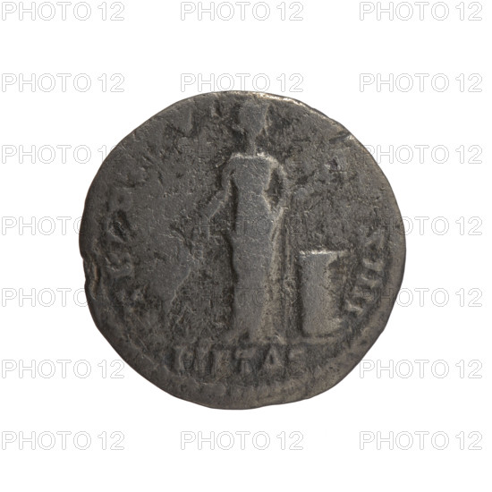 Denarius, Antoninus Pius (86–161; Roman emperor 138–161), issuer: Antoninus Pius. Obverse: Head of the emperor in a laurel wreath facing right, inscription IMP CAES T AEL HADR ANTONINVS AVG PIVS PP. Reverse: Pietas standing to the right, right hand lowered holding a fawn by the neck, left hand holding a bowl of fruit above an altar, inscription TR POT XV - OS IIII. Iconography: fawns, head of the emperor in a laurel wreath, animals, bowls, fruits, personifications, altars, Pietas. Date: 151–152. Period: Roman Empire (27 BC–476), Rome. Object type: coin (denarius). Dimensions: diameter 17.0–17.5 mm, weight 2.45 g, axis 180 degrees.