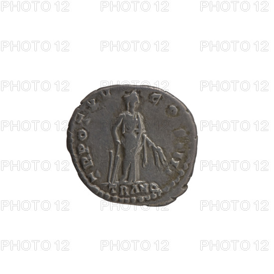 Denarius of Antoninus Pius (86–161; Roman emperor 138–161), circa 151–152. Obverse: head of the emperor in a laurel wreath facing right, inscription IMP CAES T AEL HADR A - NTONINVS AVG PIVS PP. Reverse: Tranquillitas standing right, holding a rudder in her right hand and ears of corn in her left, inscription TR POT XV - CO S IIII. Iconography: ears of corn, personifications, rudders. Roman Empire, Rome. Coin: diameter 16.5–18.0 mm, weight 3.00 g, axis 180°.