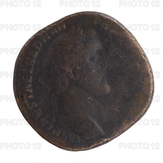 Sestertius, Antoninus Pius (86–161; Roman emperor 138–161), issuer. Obverse: Head of Antoninus Pius in a laurel wreath facing right, legend IMP CAES T AEL HADR AN - TO. Reverse: Fortuna standing right, holding a long rudder on a globe in her right hand and a cornucopia in her left, legend TR POT XV - and SC in fields. Iconography: personifications, Fortuna; rudders; cornucopias. Date: 151–152. Culture/place: Roman Empire, Rome. Object type/material: coin. Measurements: diameter 30.0–31.5 mm; weight 22.90 g; axis 180 degrees.