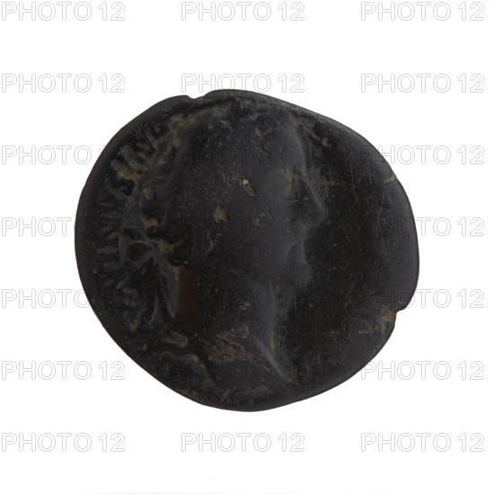 Antoninus Pius (86–161; Roman Emperor 138–161), issuer; iconography: head of the emperor in a laurel wreath facing right, inscription TONINVS AVG, XV around; reverse: Salus (personification) standing left in front of an altar feeding a snake; Salus holds a patera in her right hand above the altar around which a snake coils, and a long scepter in her left hand; inscription COS IIII in section, fields S-; Roman Empire (27 BC–476), Rome; coin; diameter 24.5–26.5 mm, weight 7.50 g, axis 180°.