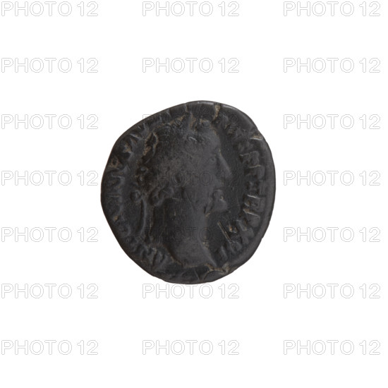 Denarius, Antoninus Pius (86–161; Roman emperor 138–161) — obverse: head of the emperor in a laurel wreath facing right, legend 'ANTONINVS AVG PIVS PP TR P XVI'; reverse: Annona (personification) stands left, holds ears of corn in her right hand, rests her left on a container (modius) standing on a ship, with 'II' around. Iconography includes head of the emperor, personifications, modius, ship, ears of corn. Date: 152–153. Roman Empire (27 BC–476), Rome. Coin: diameter ca. 16–17 mm, weight 2.65 g, axis 15°.
