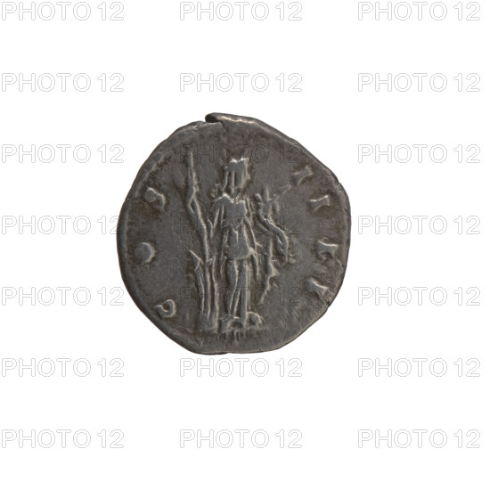 Denarius, Antoninus Pius (86–161; Roman emperor 138–161), issuer: Antoninus Pius; obverse: head of Antoninus Pius in a laurel wreath facing right, inscription 'ANTONINVS AVG - PIVS PP TR P XVI'; reverse: Fortuna standing right, holding a long rudder leaning against a globe in her right hand and a horn of plenty in her left, inscription 'COS - IIII'; date: 152–153; Roman Empire (27 BC–476), Rome; coin; diameter 17.0–18.0 mm; weight 3.40 g; axis 180 degrees.