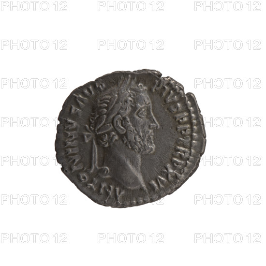 Denarius of Antoninus Pius (86–161; Roman emperor 138–161). Obverse: Head of Antoninus Pius in a laurel wreath facing right, inscription 'ANTONINVS AVG - PIVS PP, RP XVI' all around. Reverse: Fortuna standing right; in her right hand she holds a long rudder leaning against a globe, in her left hand a horn of plenty, inscription 'COS - IIII' all around. Date: 152–153. Roman Empire (27 BC–476), Rome. Coin: diameter 16.5–18.5 mm, weight 3.57 g, axis 0°.