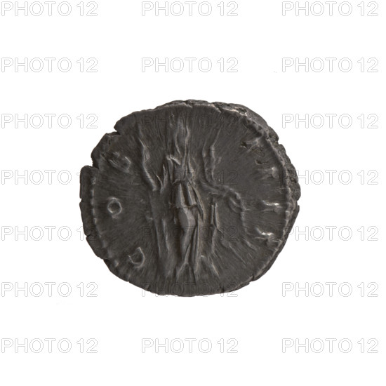 Denarius of Antoninus Pius (86–161; Roman emperor 138–161). Obverse: Head of Antoninus Pius in a laurel wreath facing right; legend 'ANTONINVS AVG - PIVS PP, RP XVI' all around. Reverse: Fortuna standing right; in her right hand she holds a long rudder leaning against a globe, in her left hand a horn of plenty; legend 'COS - IIII' all around. Date: 152–153. Roman Empire (27 BC–476), Rome. Coin. Diameter: 16.5–18.5 mm. Weight: 3.57 g. Axis: 0°.